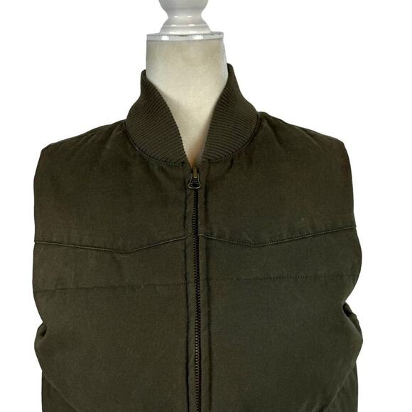 Gap Down Filled Puffer Vest Canvas Cotton Shell Nylon Lining Green Men’s Size XS - Picture 2 of 14